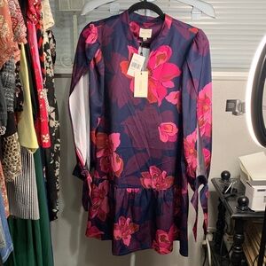 Adelyn Rae Floral Midi Dress‎ in Pink and Blue